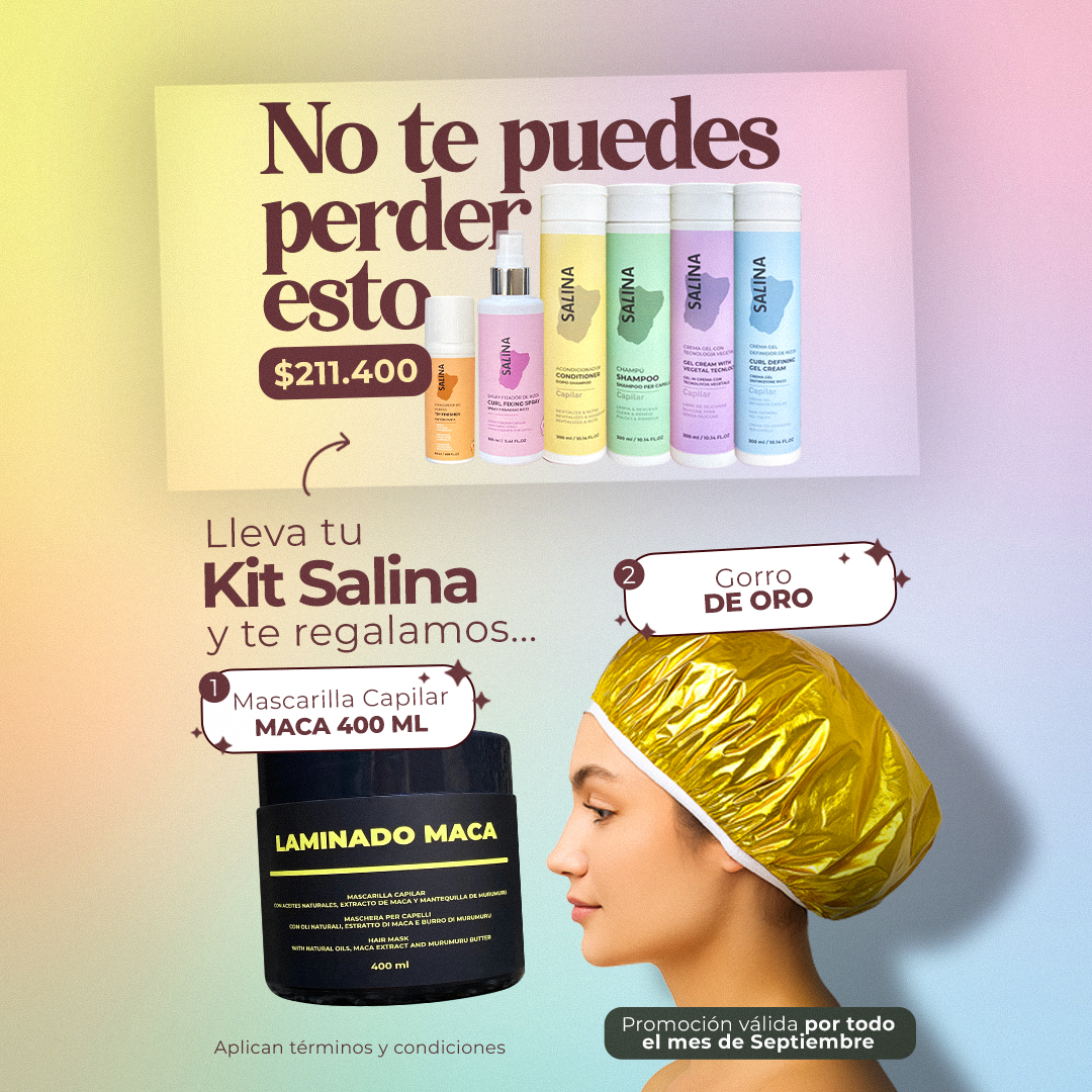 KIT SALINA para Rizos GRATIS MACA 400ml + Gorro