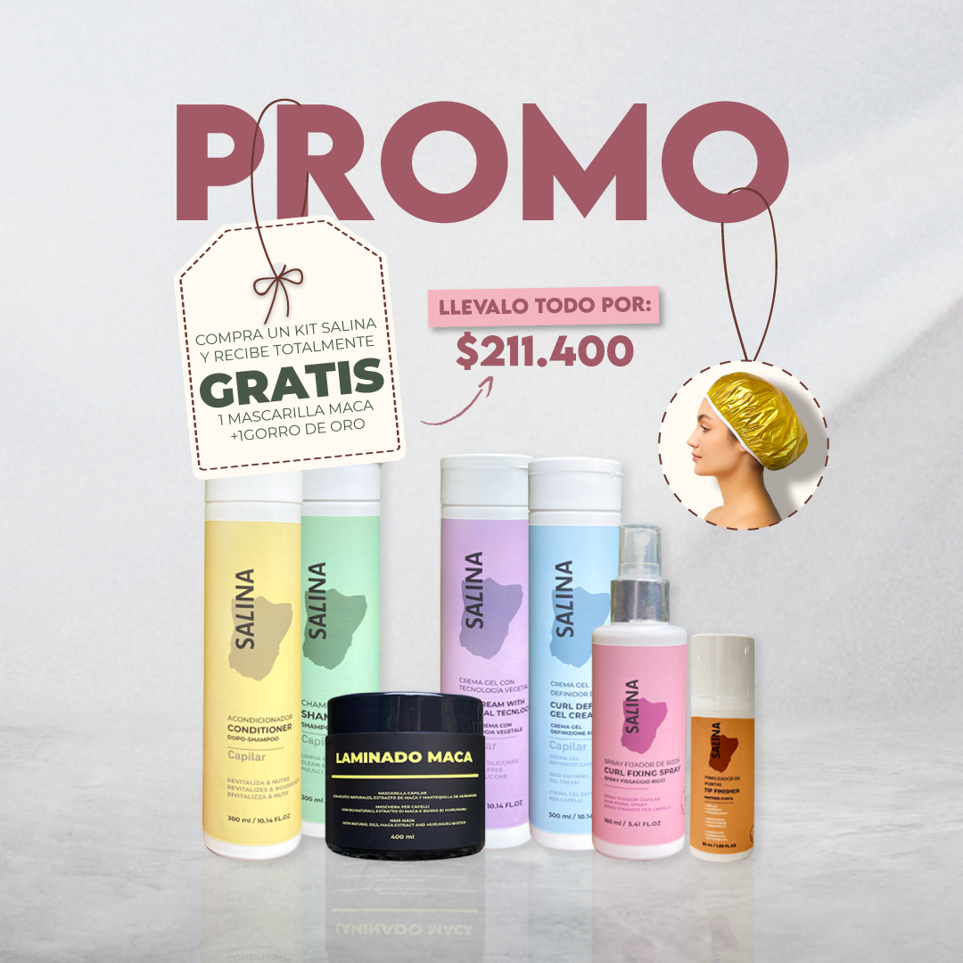 KIT SALINA para Rizos GRATIS MACA 400ml + Gorro