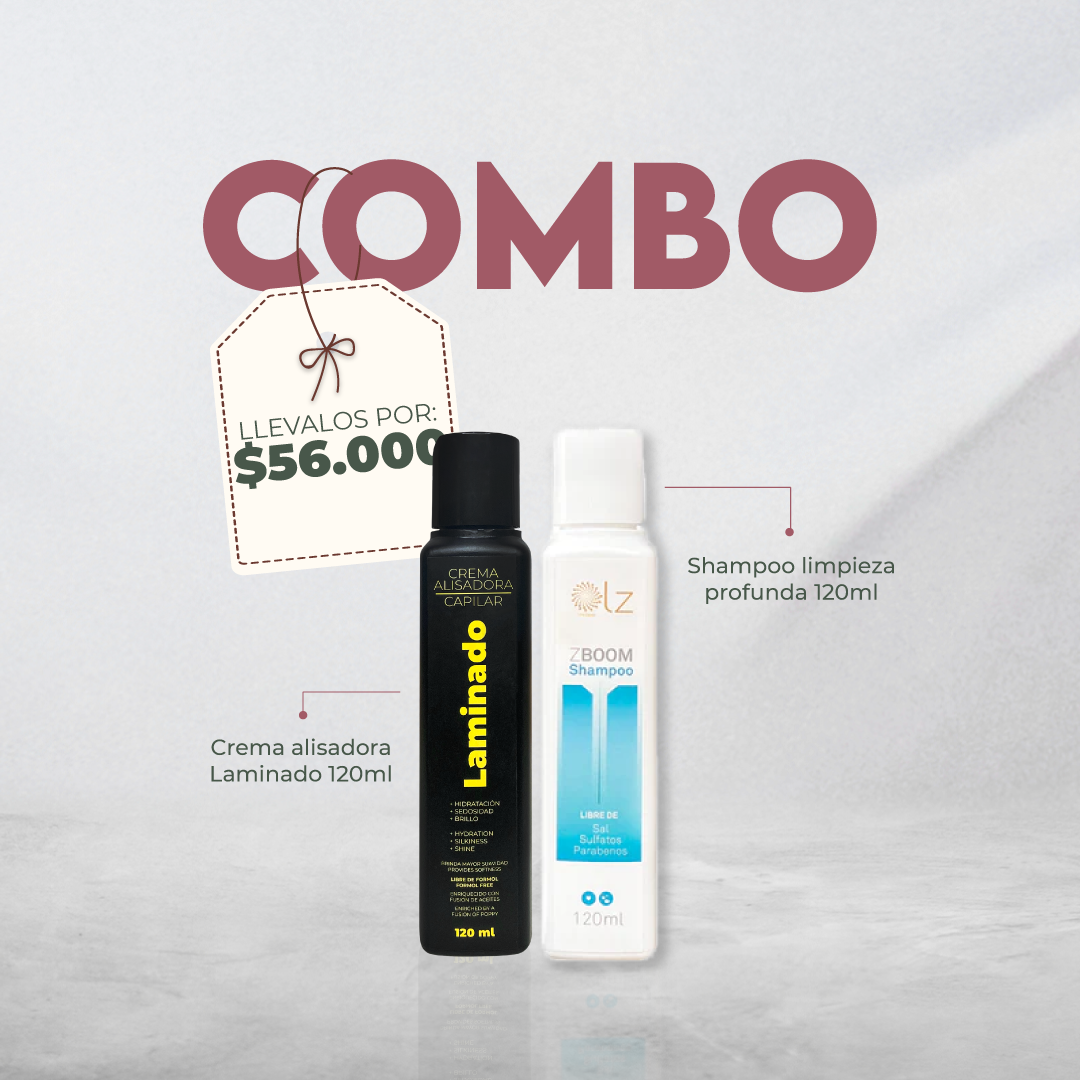 CREMA ALISADORA LAMINADO 120ml + ZBOOM SHAMPOO 120ML