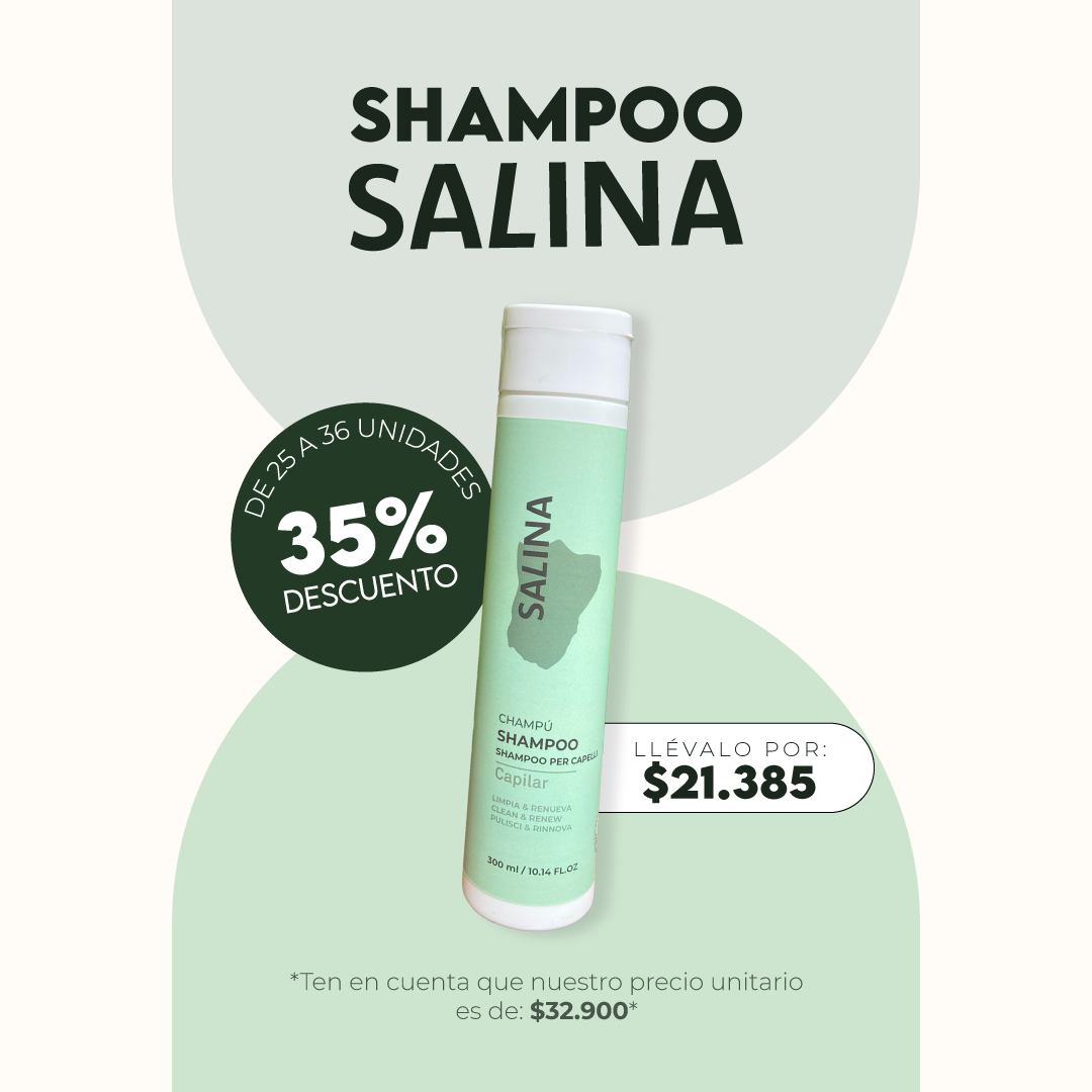 Shampoo SALINA Crespas 300ml Mayorista 25 a 36 Unidades