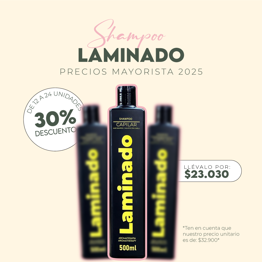 SHAMPOO LAMINADO 500ML MAYORISTA 12 A 24 UNIDADES