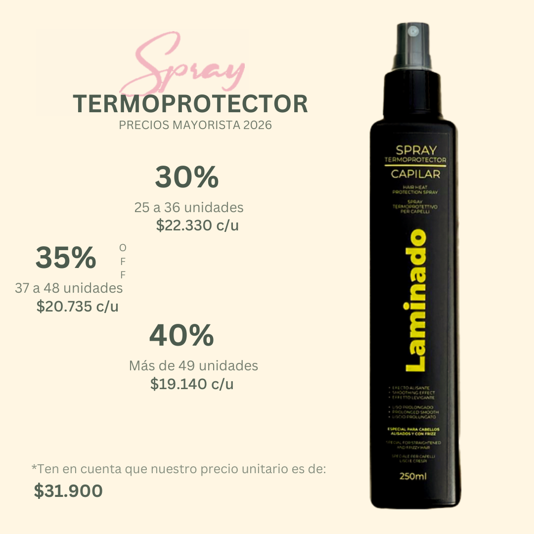 SPRAY TERMOPROTECTOR CAPILAR LAMINADO 250 ML MAYORISTA