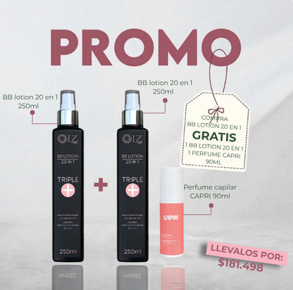 PROMO COMPRA 1 BB LOTION 20 EN 1 , LLEVA GRATIS UNO IGUAL + 1 PERFUME CAPRI