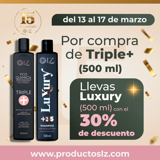 Triple+ PosQuímica 500ml + Shampoo Luxury 500ml (30% Descuento)