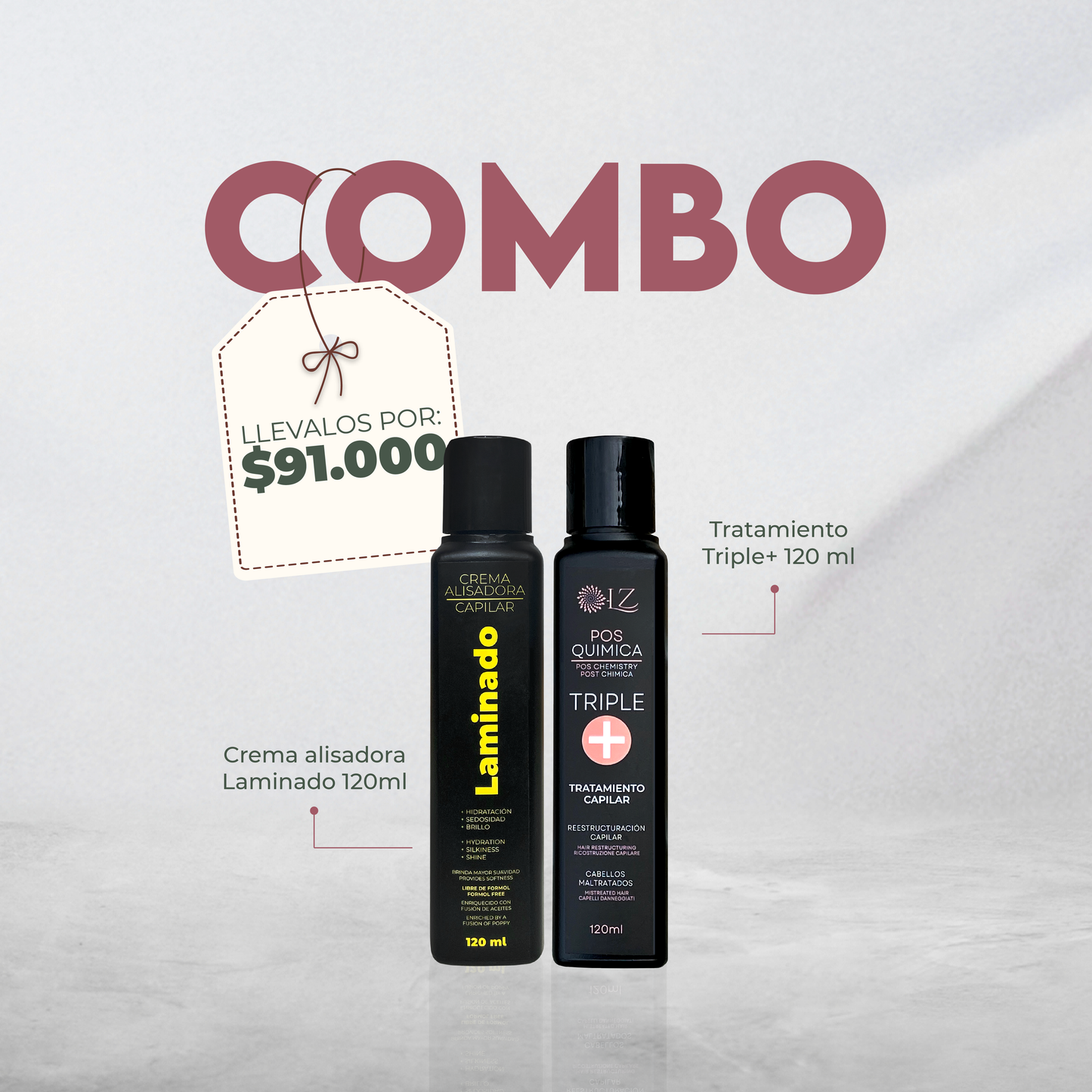 CREMA ALISADORA LAMINADO 120ml + TRIPLE+ POSQUÍMICA 120ML