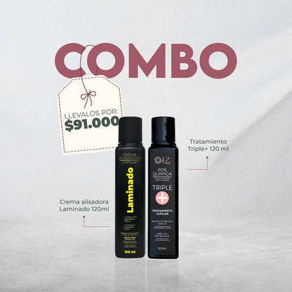 CREMA ALISADORA LAMINADO 120ml + TRIPLE+ POSQUÍMICA 120ML