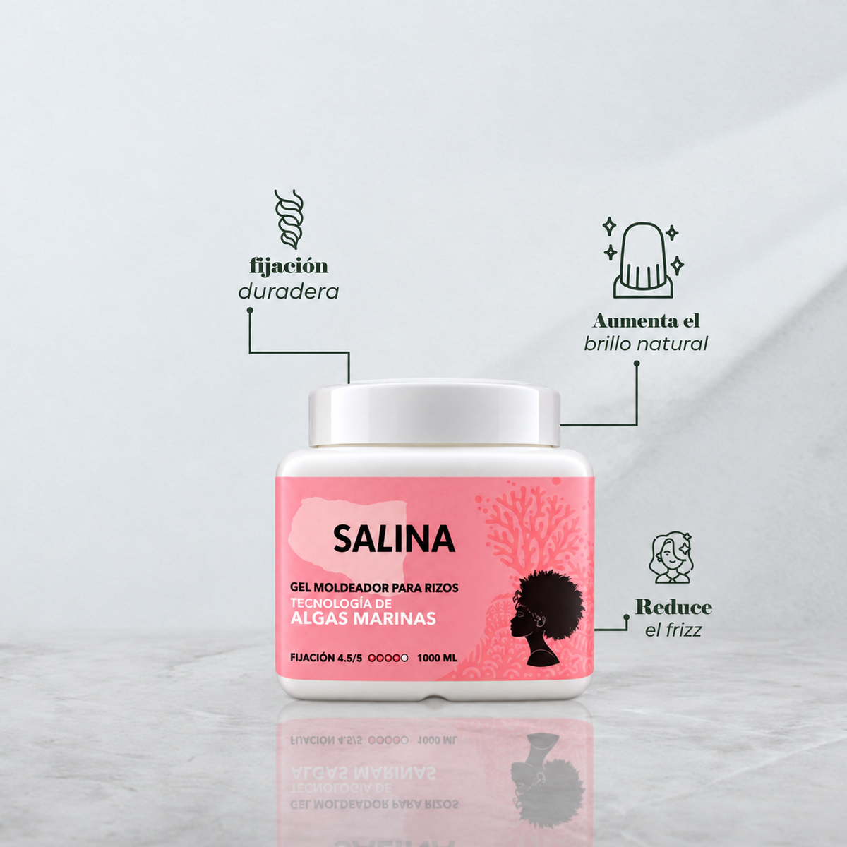 GEL MOLDEADOR DE RIZOS SALINA 1000ML