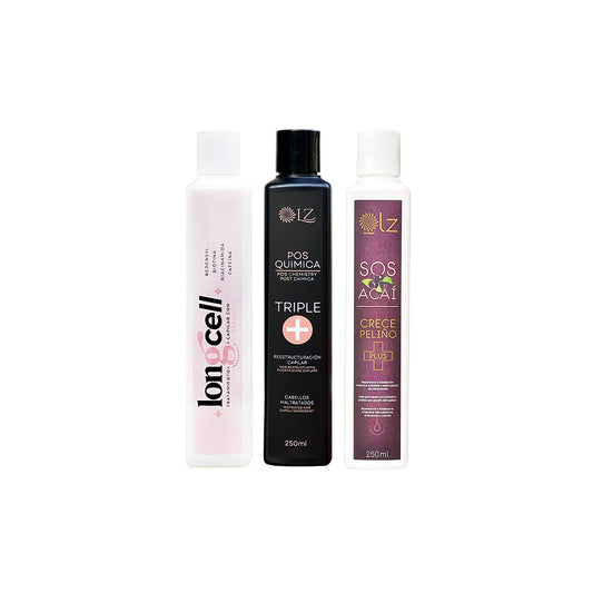 KIT CÓCTEL NUTRITIVO - Hidratación y restauración profunda / LongCell - Sos Acai - Triple+ Medium 250ml