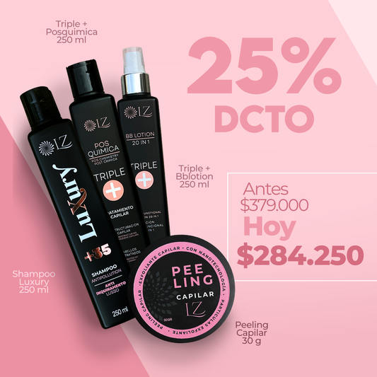 Kit Rutina Completa: Shampoo Luxury + Triple+ + BBlotion + Peeling Capilar