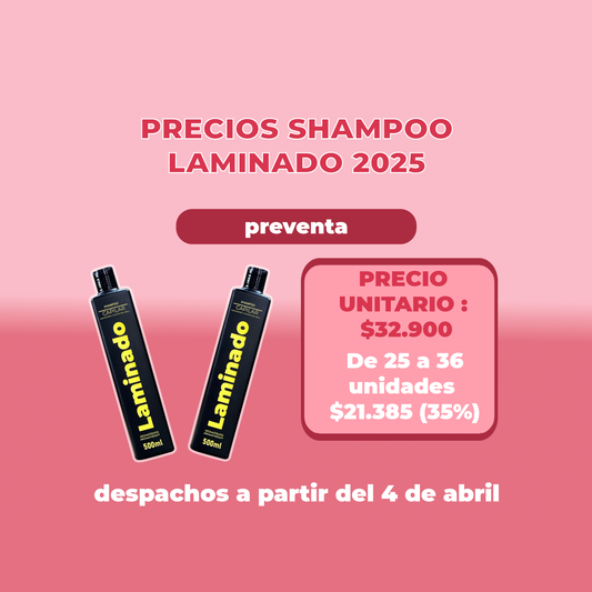 SHAMPOO LAMINADO 500ML MAYORISTA 25 A 36 UNIDADES