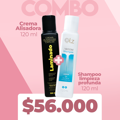 CREMA ALISADORA LAMINADO 120ml + ZBOOM SHAMPOO 120ML