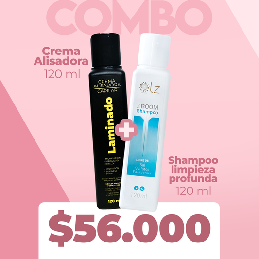 CREMA ALISADORA LAMINADO 120ml + ZBOOM SHAMPOO 120ML