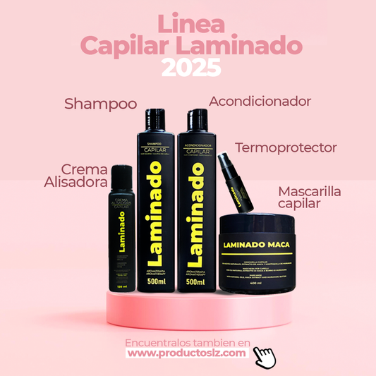 KIT LAMINADO (Crema alisadora 120ml, Bomba de hidratación Maca 400ml, Shampoo 500ml, Acondicionador 500ml, BB lotion termoprotector 20ml )