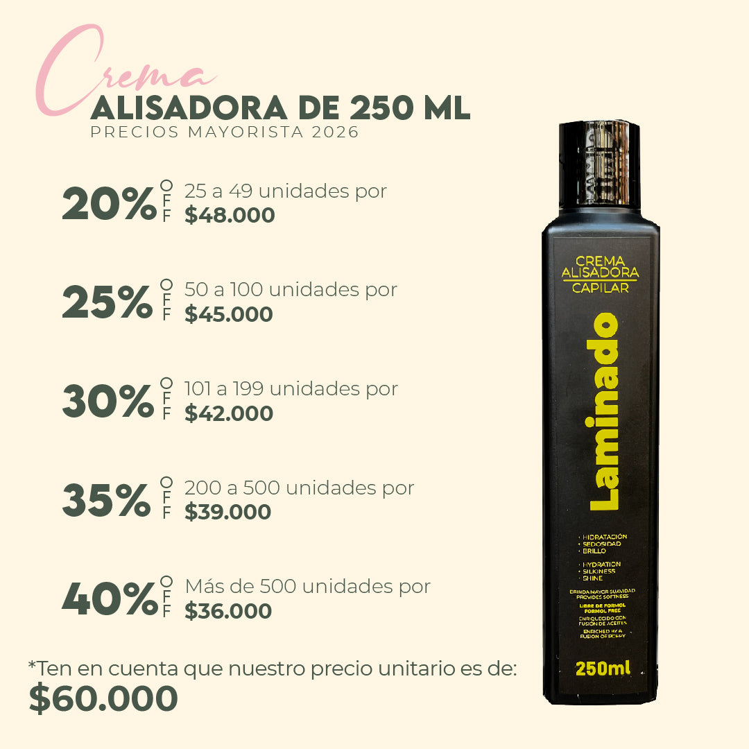 CREMA ALISADORA LAMINADO LZ 250ML Mayoristas