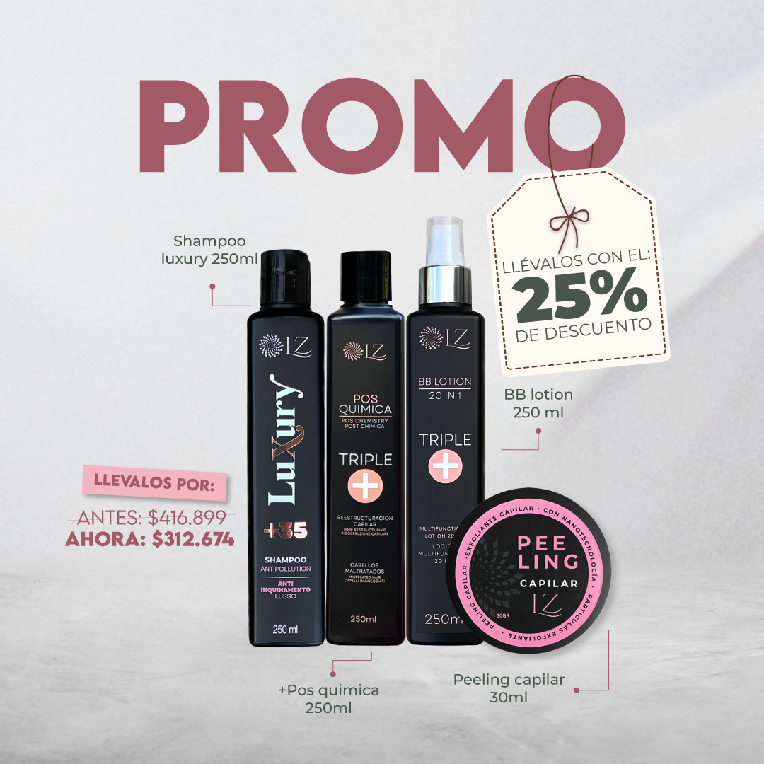 Kit Rutina Completa: Shampoo Luxury + Triple+ + BBlotion + Peeling Capilar