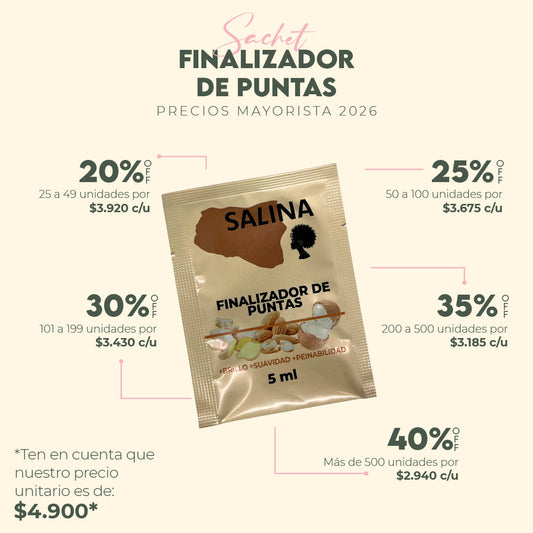 SACHET FINALIZADOR DE PUNTAS PARA RIZOS SALINA 5ML MAYORISTA