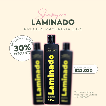 SHAMPOO LAMINADO 500ML MAYORISTA 12 A 24 UNIDADES