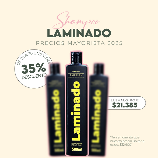 SHAMPOO LAMINADO 500ML MAYORISTA 25 A 36 UNIDADES