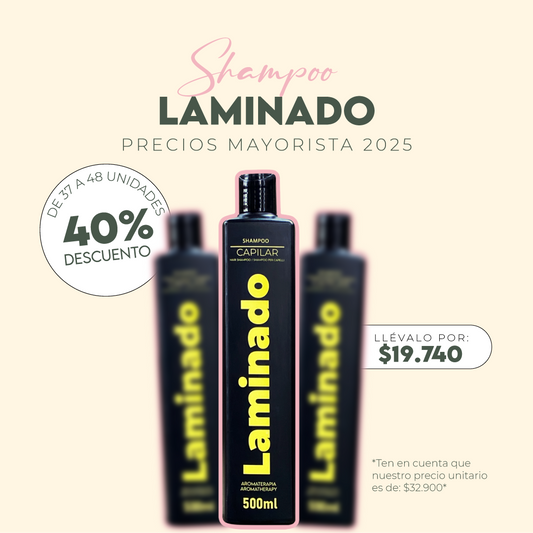 SHAMPOO LAMINADO 500ML MAYORISTA 37 A 48 UNIDADES