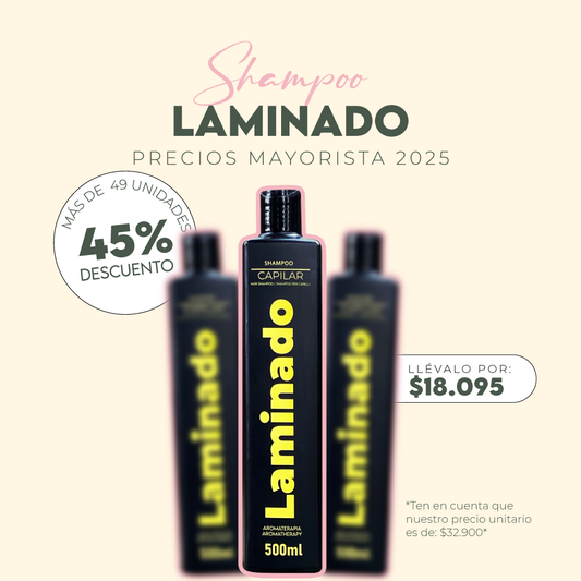 SHAMPOO LAMINADO 500ML MAYORISTA MAS DE 49 UNIDADES