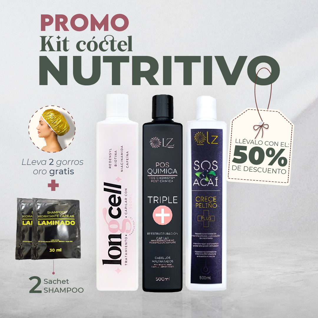 KIT CÓCTEL NUTRITIVO LONGCELL - TRIPLE + -ACAÍ 500ml 50% OFF