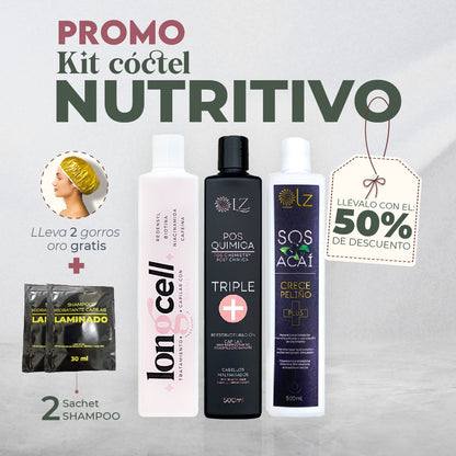 KIT CÓCTEL NUTRITIVO LONGCELL - TRIPLE + -ACAÍ 500ml 50% OFF